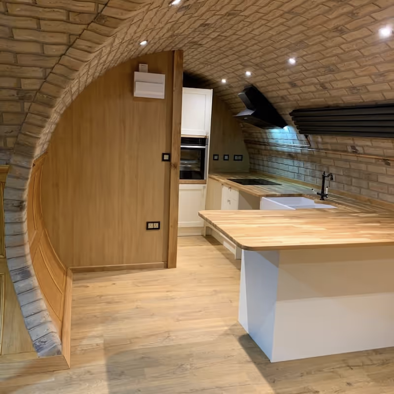 Underground residence kitchen with modern finishes